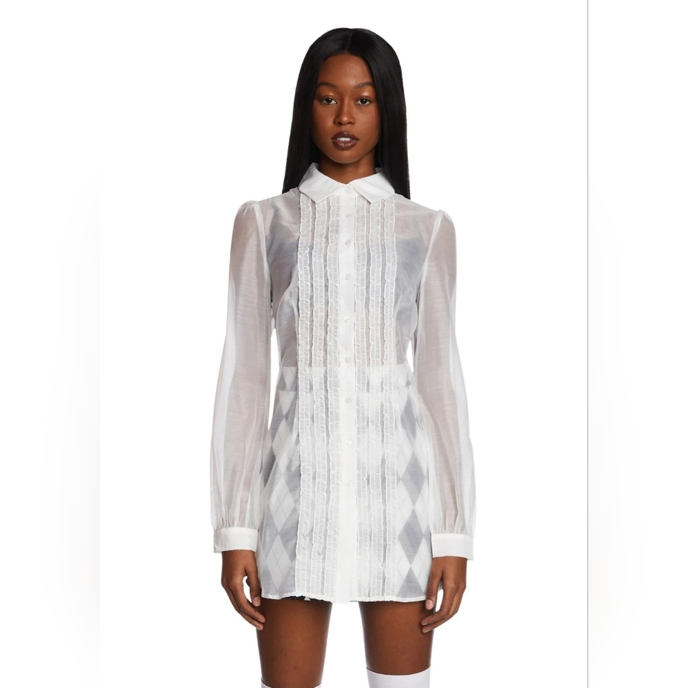 Dolls Kill - I Totally Paused Sheer Top -White
